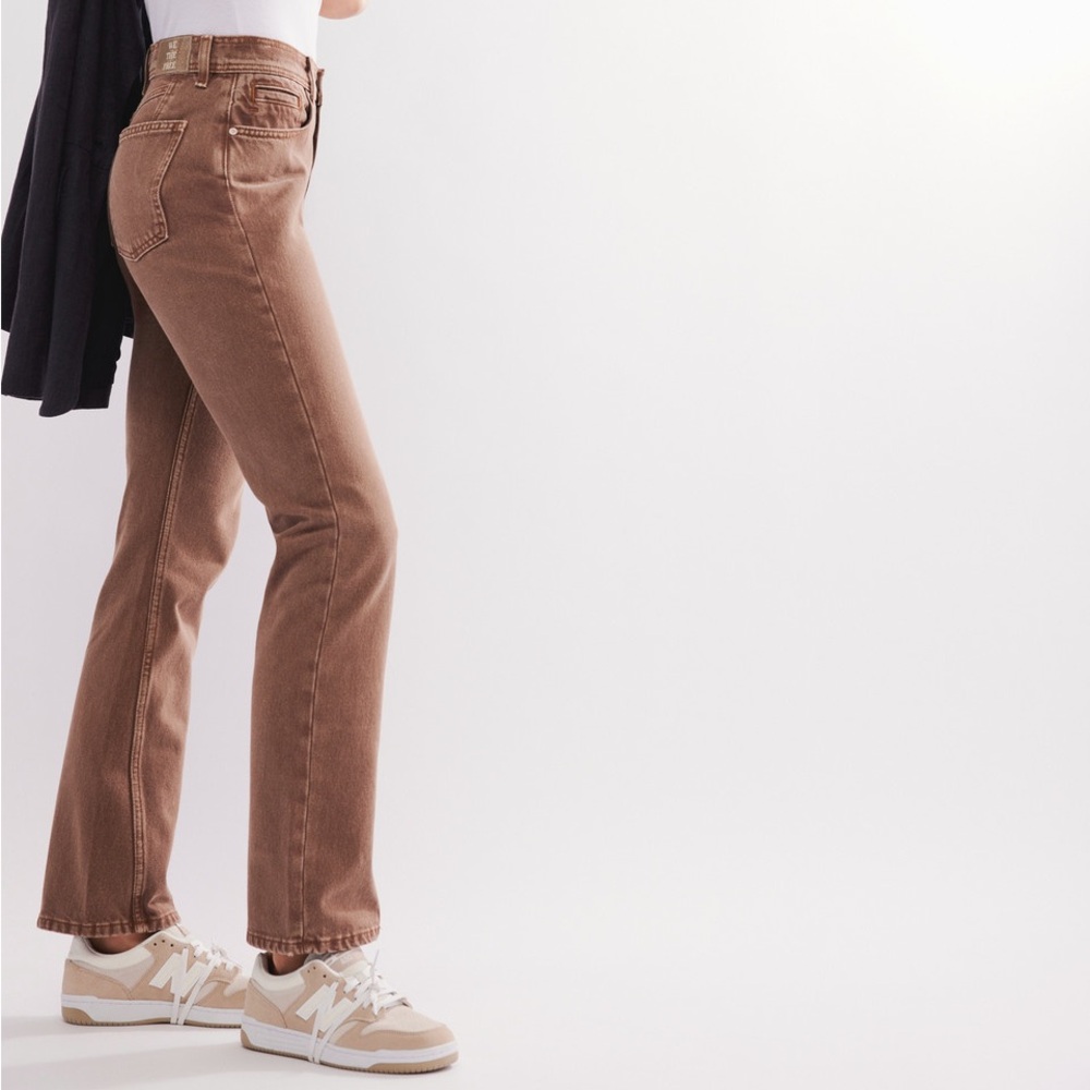 New Free People Xena High Rise Slim Straight Jeans Chocolate Mousse - Picture 6 of 13